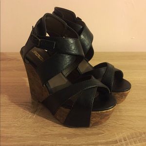 SODA Black Cork Wedges